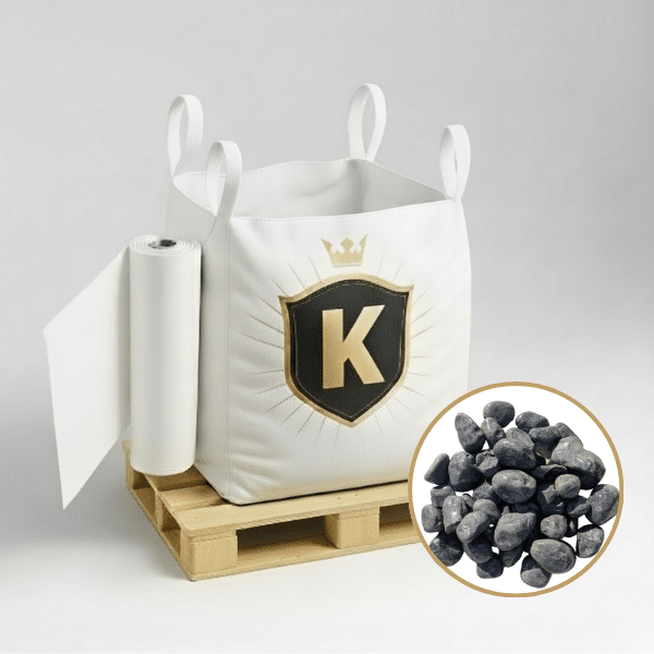 KIT Galets gris foncé + géotextile = 1 Big Bag galet gris foncé 40/60 1.5T [environ 10m2 sur 5cm d'épaisseur] + 1 géotextile 25m2 - Livraison PREMIUM
