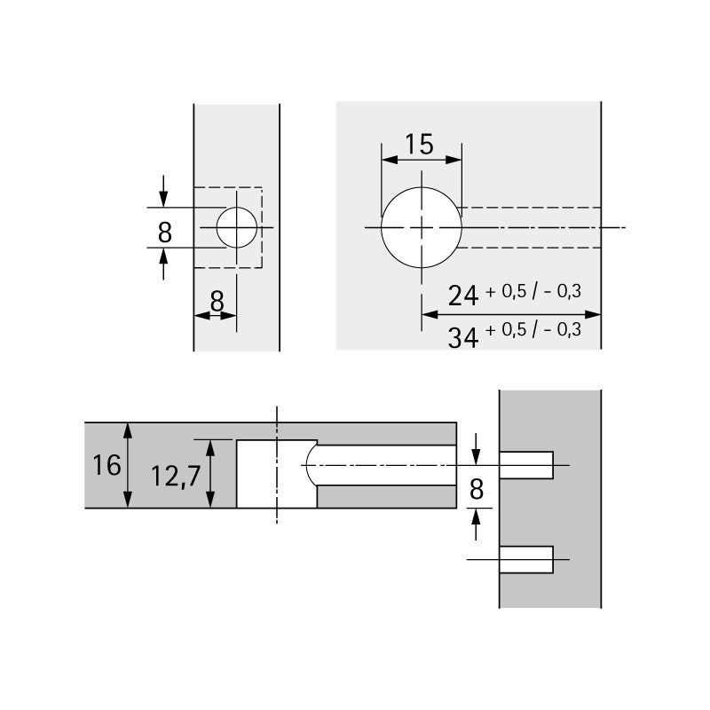 Excentrique ø15 rastex sans collerette - Décor : Nickelé - Pour panneau d'épaisseur : 19 mm - HETTICH - 4