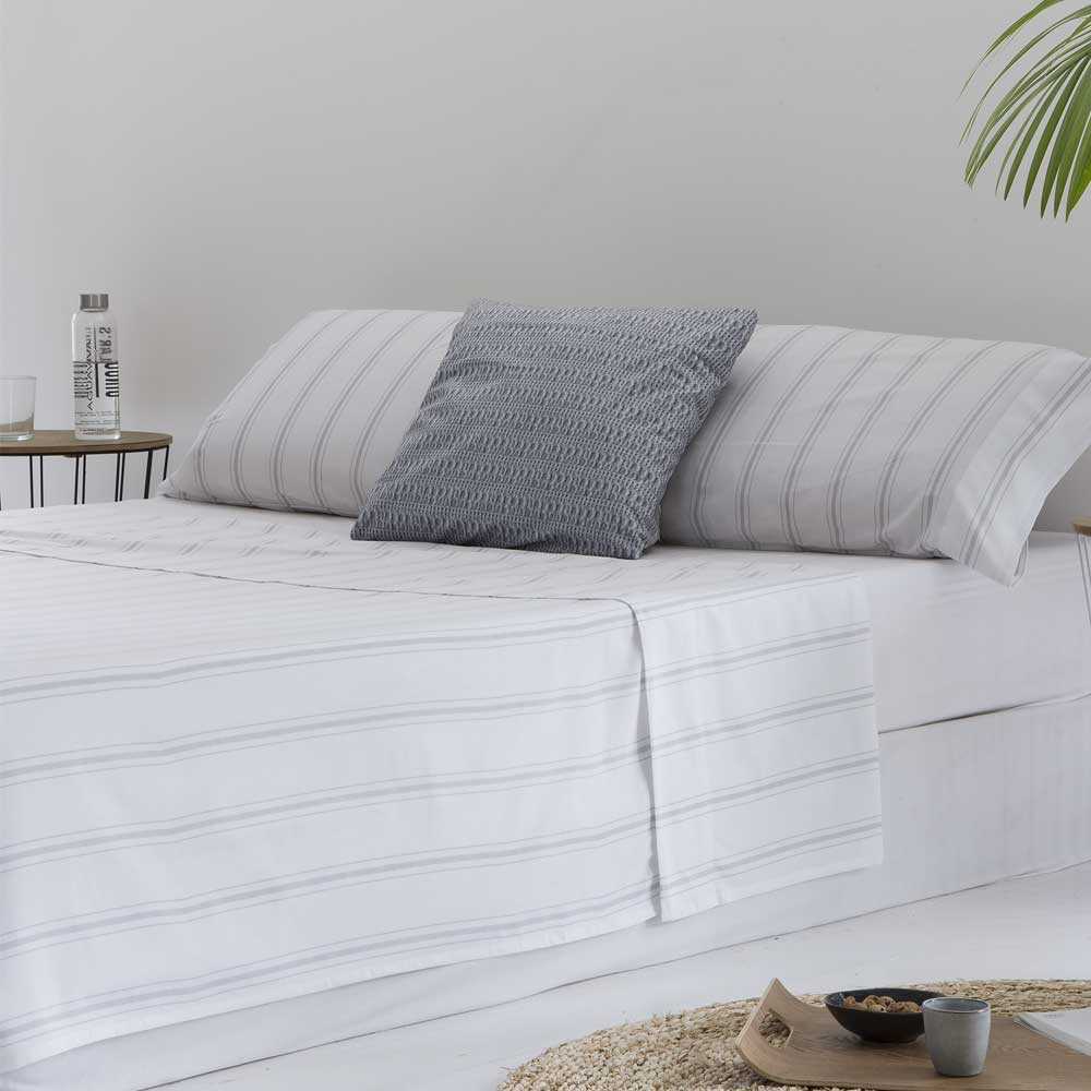 Cotton artean - juego de sábanas zumaya 100% algodón orgánico blanco 160x260 cama 90