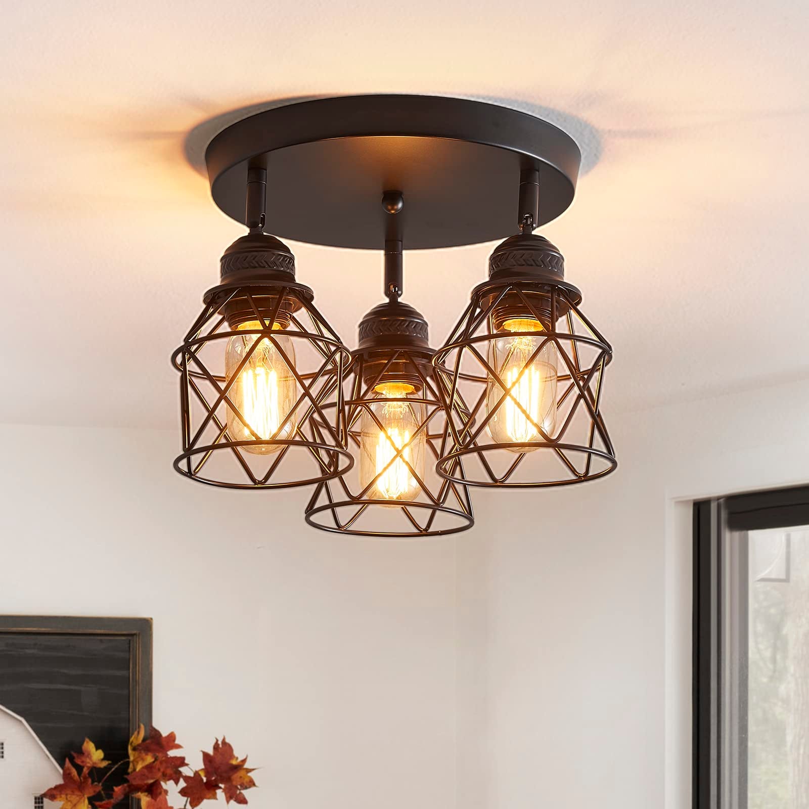 Luminaire Plafonnier LED Réglable - Lustre Salon Suspension Luminaire Industriel Vintage 3 Ampoules E27 Pour Cuisine Salle A Manger Couloir 97209451