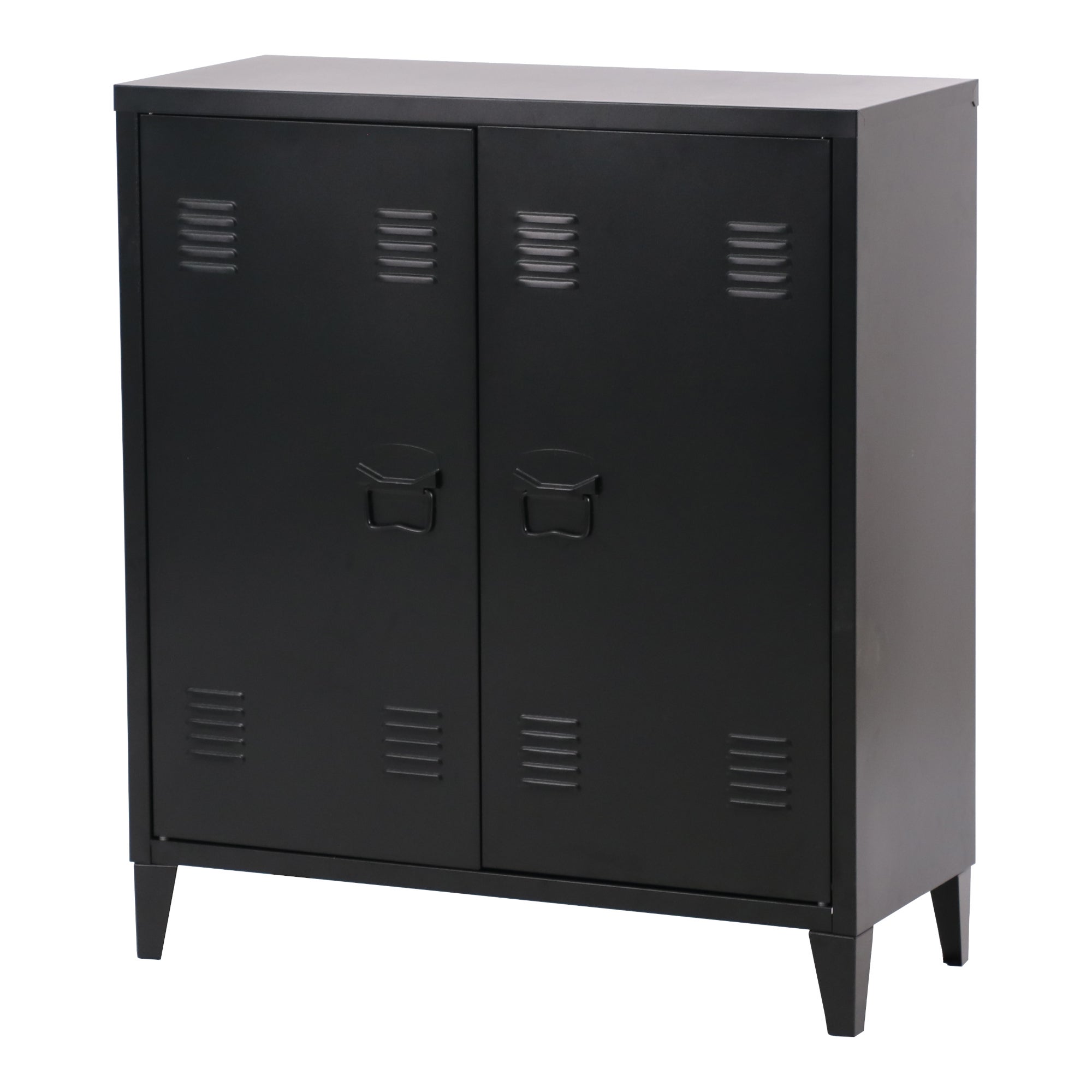 En.casa Casier De Bureau Métallique 2 Portes - Armoire Rangement 110x75x33 Cm Gris Foncé