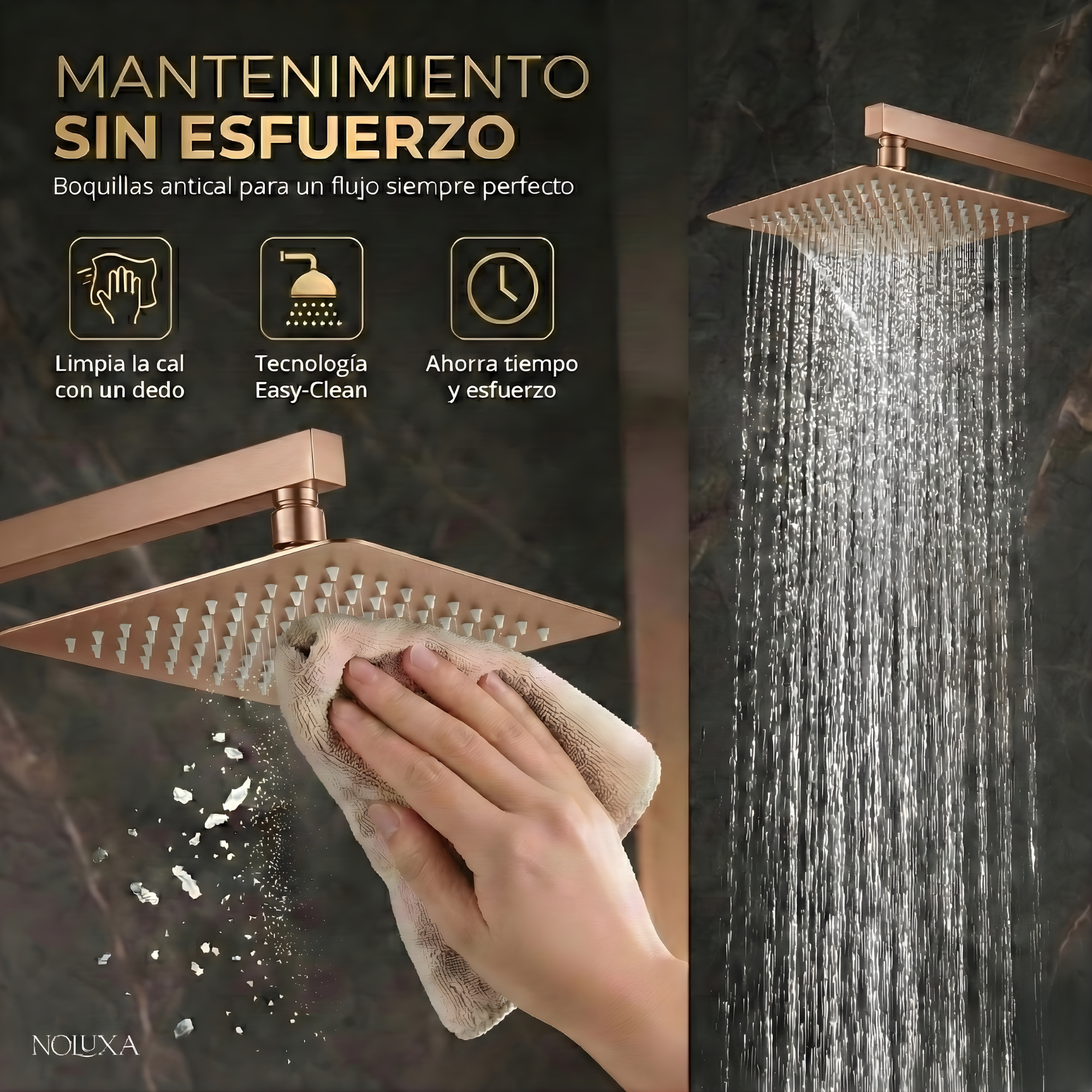 IMEX - Niche de Douche Encastrée avec Éclairage LED 33 X 63 Cm Noir | Acier Inoxydable S.304 | Cabine de Douche avec Deux Étagères en Acier Inoxydable - 3