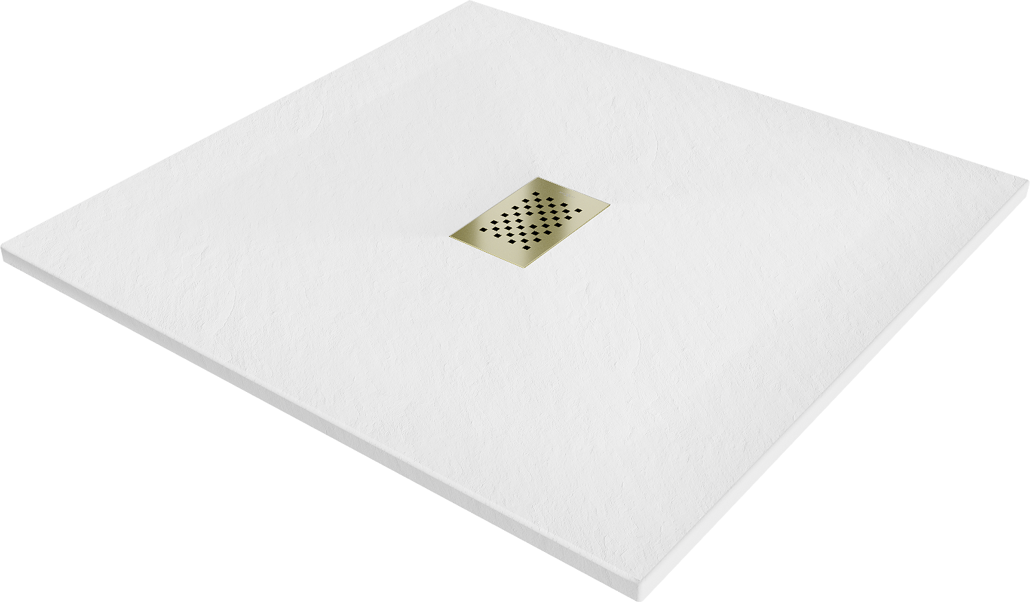 Mexen Hugo brodzik kwadratowy SMC 100 x 100 cm, biały, maskownica złota - 42101010-G