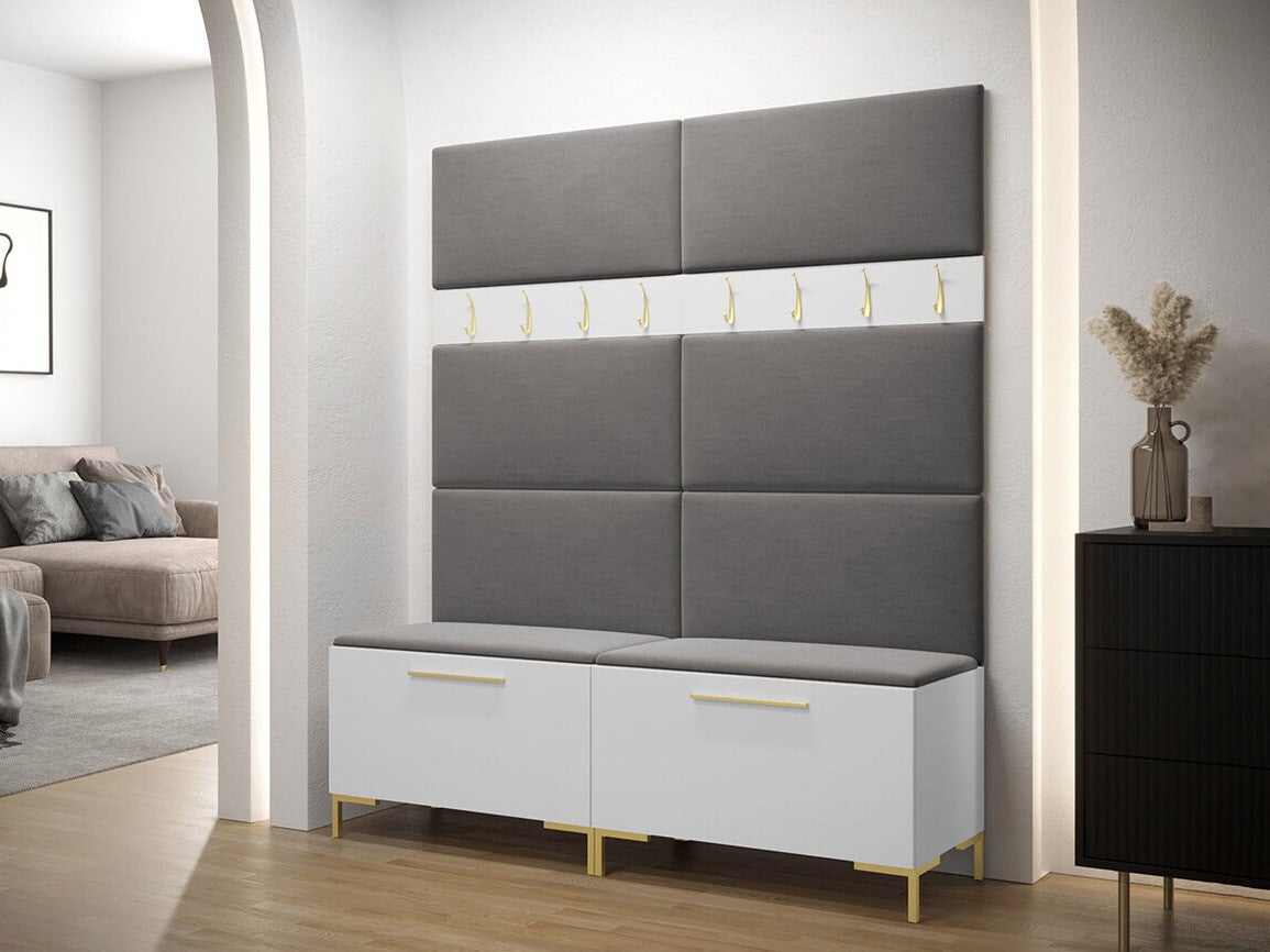 Conjunto para corredor Tivsoa 101, 196x168x46cm, Branco, Placa de aglomerado laminado, Tecido, Montado nas parede, Colocado - 2