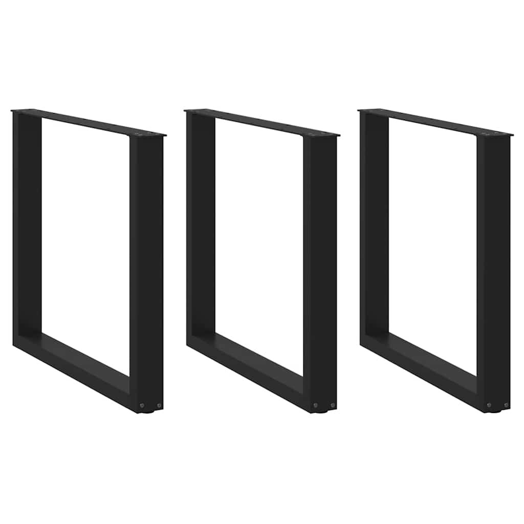 Nogi do stołu jadalnego w kształcie litery U 3 szt. Czarne 80x(72-73) cm Stal vidaXL
