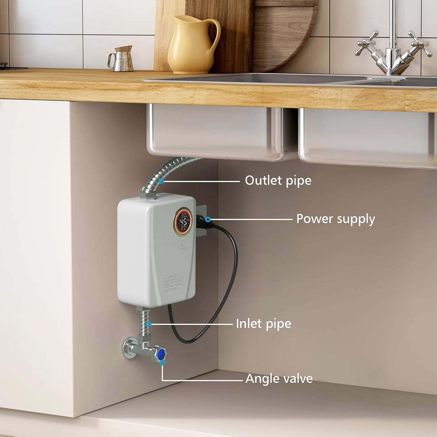 Chauffe-eau électrique instantané 220V 3500W avec affichage numérique, parfait pour les cuisines et les salles de bains. - 6