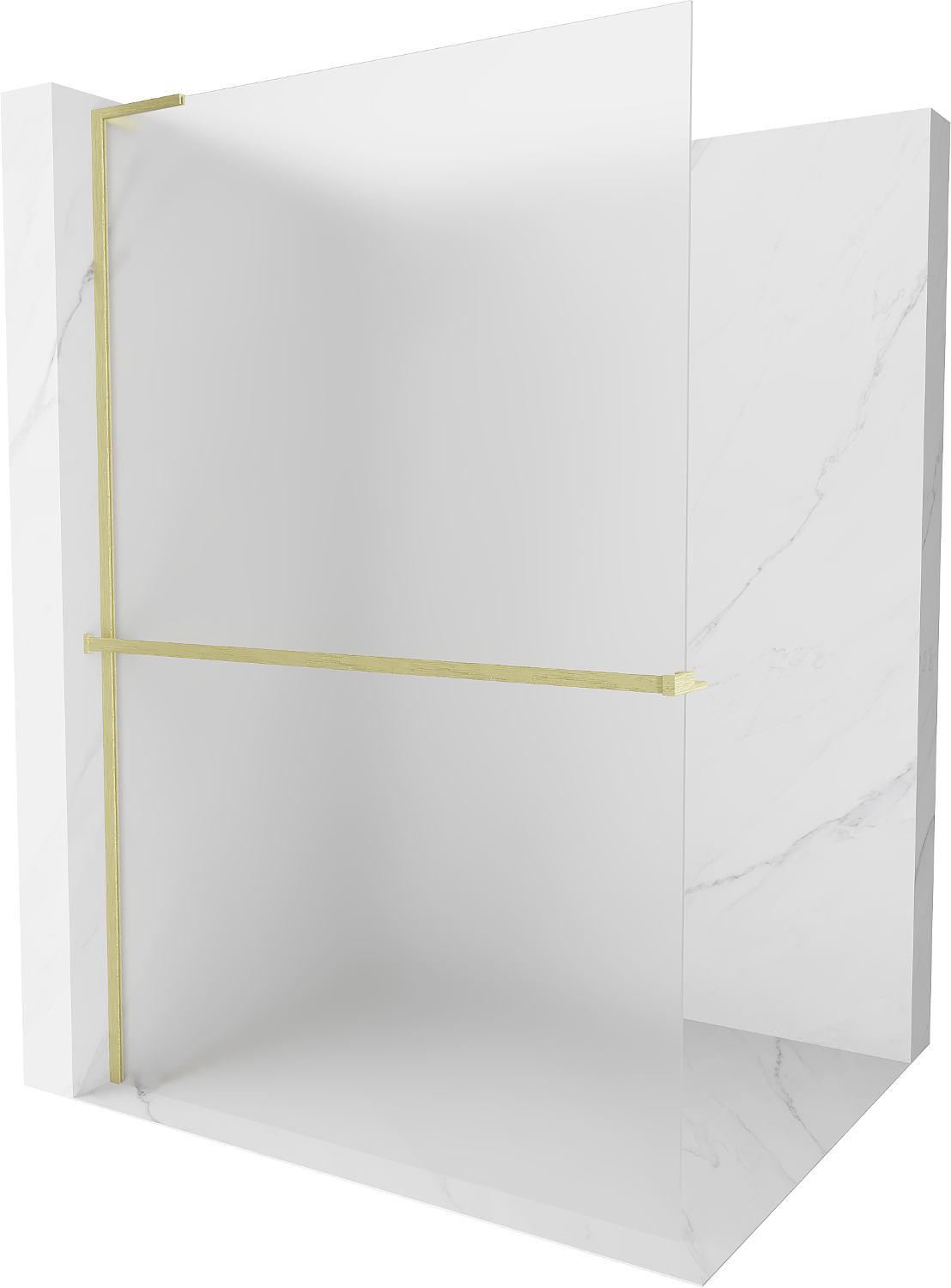 Mexen Kioto+ L ścianka prysznicowa z półką Walk-in 120 x 200 cm, szron, złota szczotkowana - 800-120-123-55-30