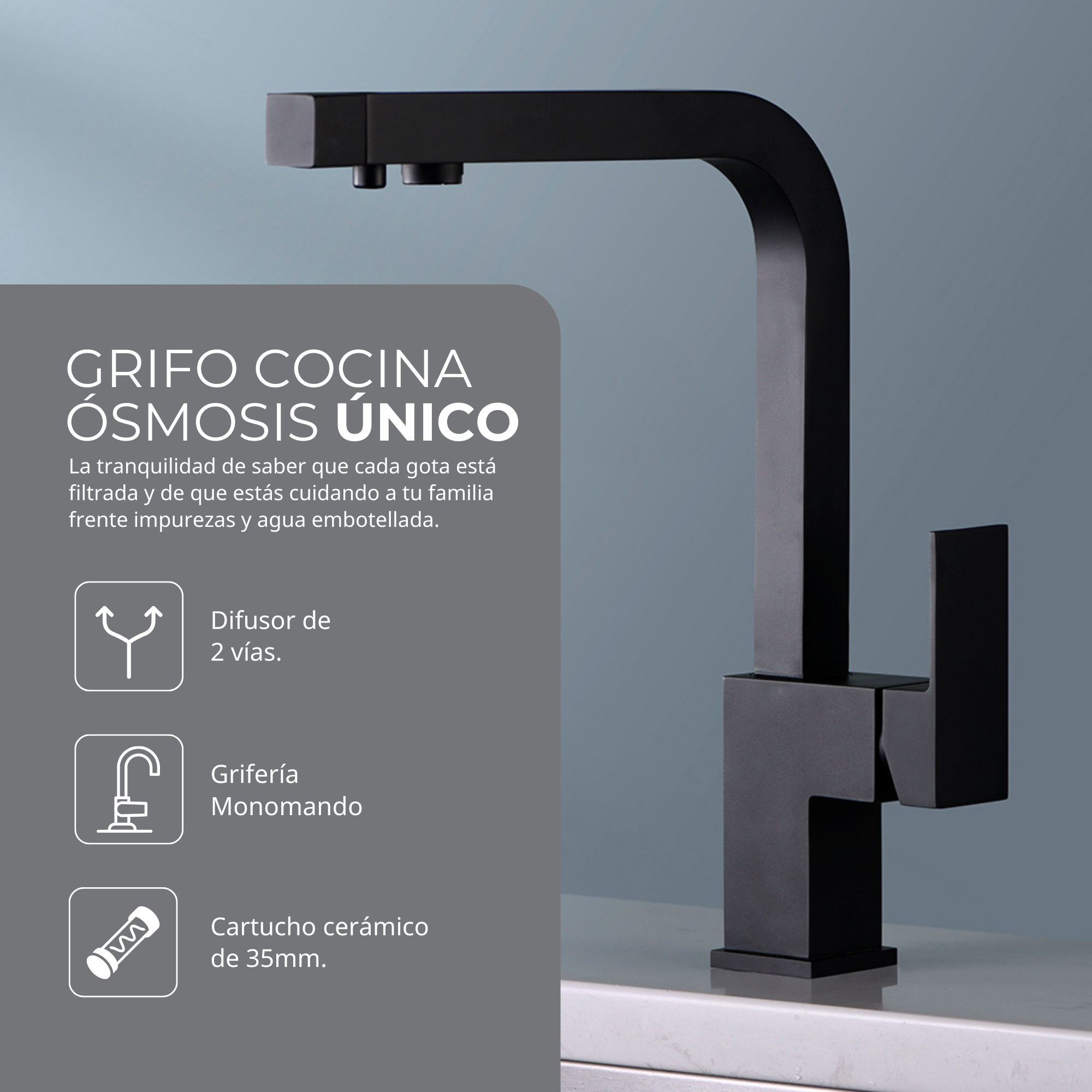IMEX Grifo de Cocina Osmosis Grifo Monomando Fregadero con
