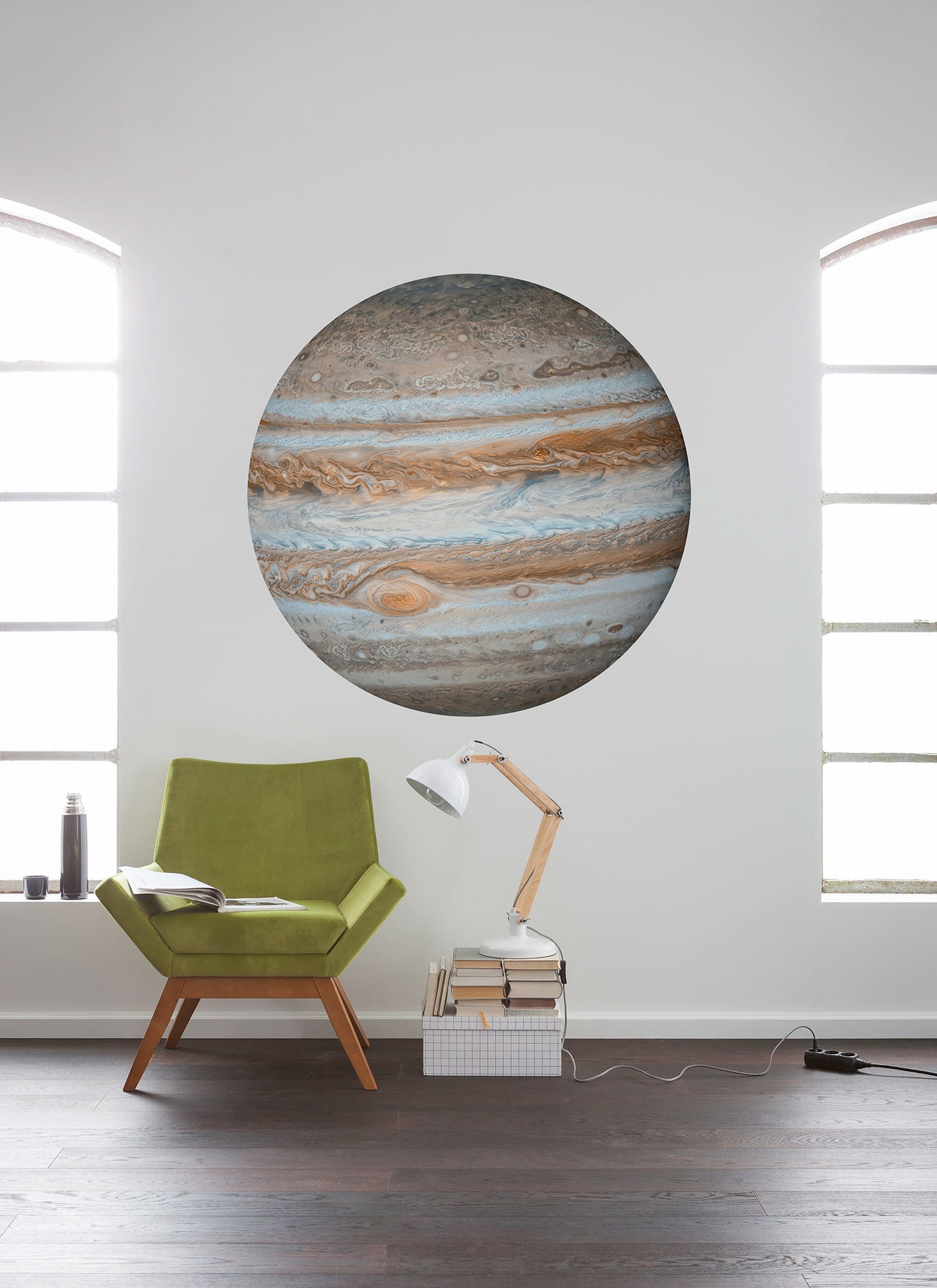 Kółko do tapet samoprzylepnych Jowisz beżowymIszarym - Ø 125 cm - SANDERS &amp; SANDERS