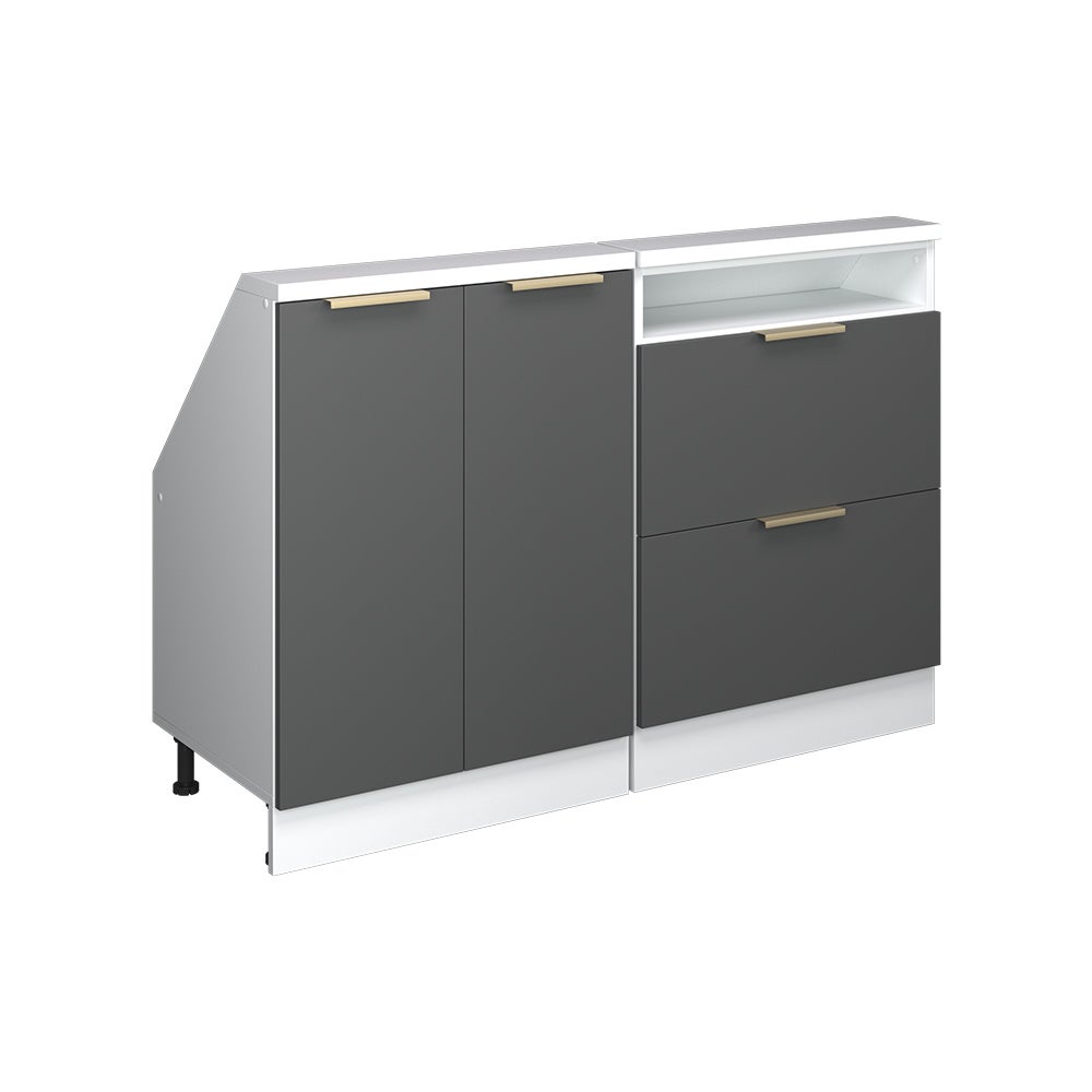 Vicco Szafka kuchenna na dach skośny R-Line, Antracytowo-złoto-biały, 120 cm Zestaw 2 sztuk