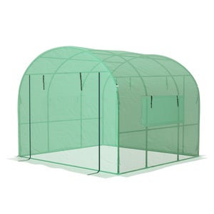 Serra Da Giardino Outsunny A Tunnel 3x2x2 M – Struttura In Acciaio, Copertura PE Anti UV, 2 Porte E Finestre Avvolgibili, Per Orto E Fiori