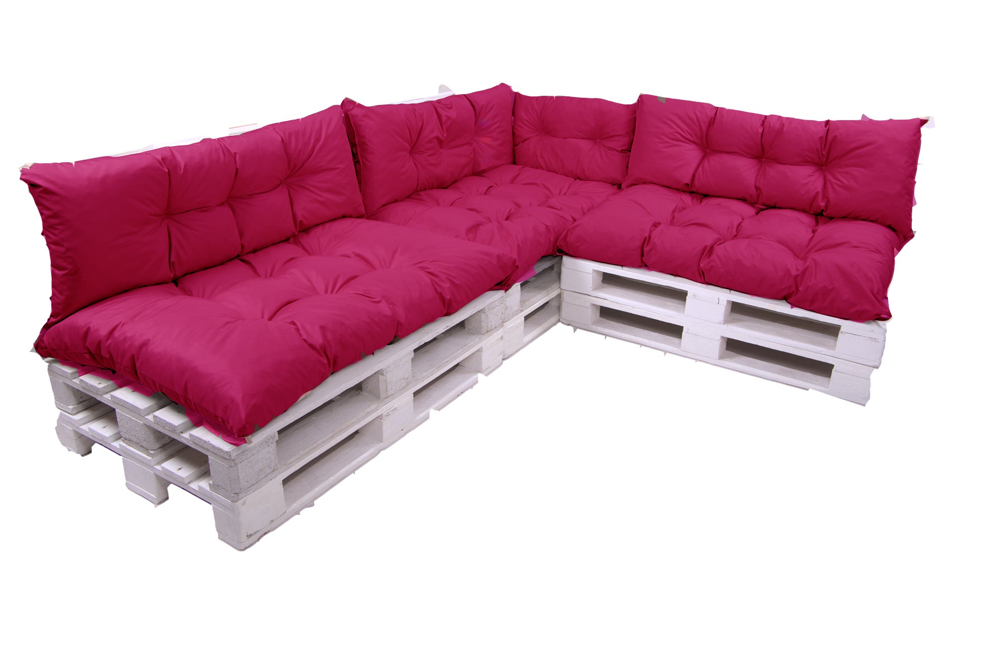 Conjunto de 7 cojines para palets, 3x asiento 120x80 y respaldo 120x40cm, cojín de jardín, conjunto de cojines para muebles de jardín rosa