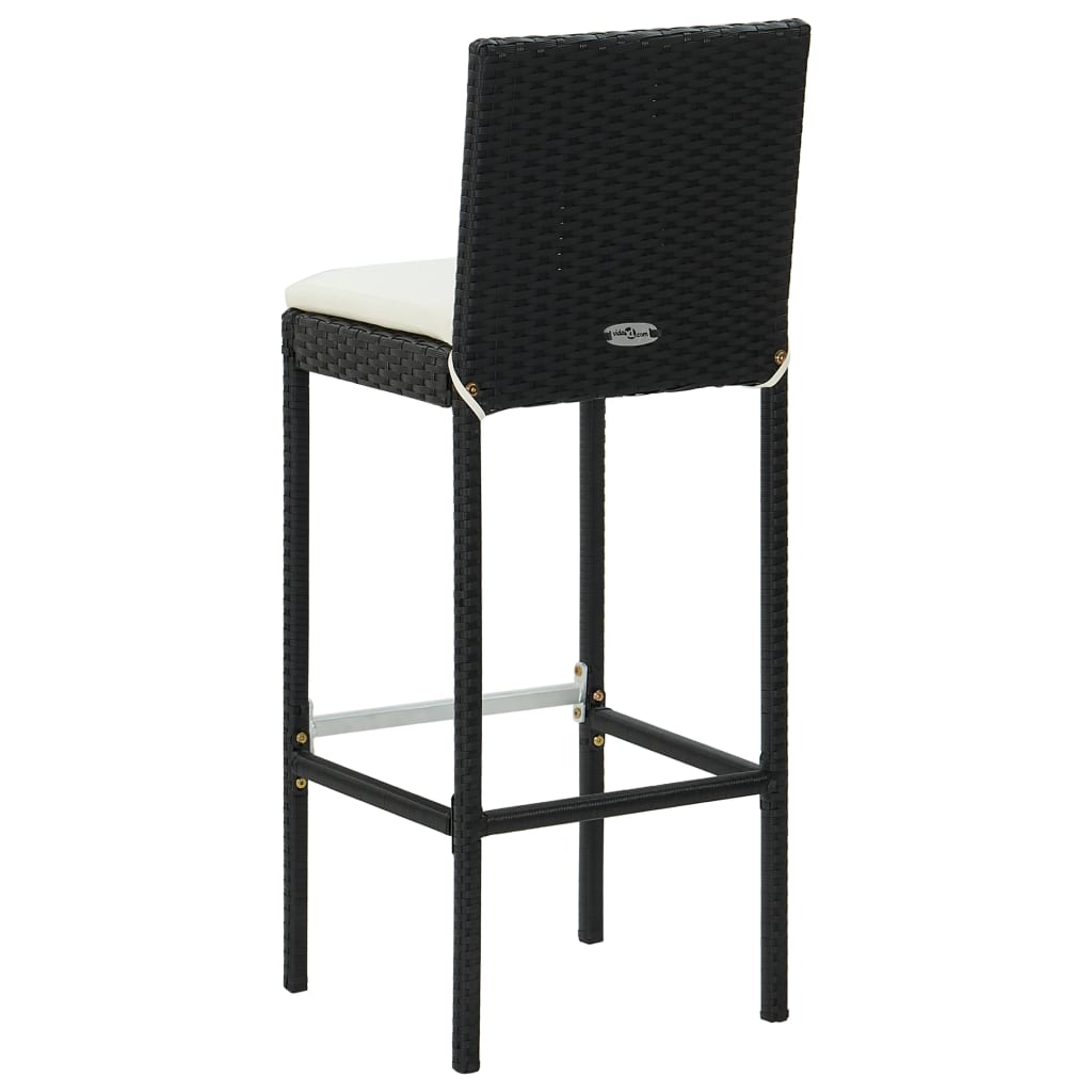 Tabourets de bar de jardin et coussins 4pcs Noir Résine tressée - 6