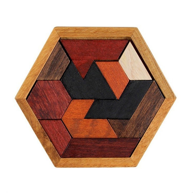 Rompecabezas Tangram Hexagonal Rompecabezas de madera para niños ...