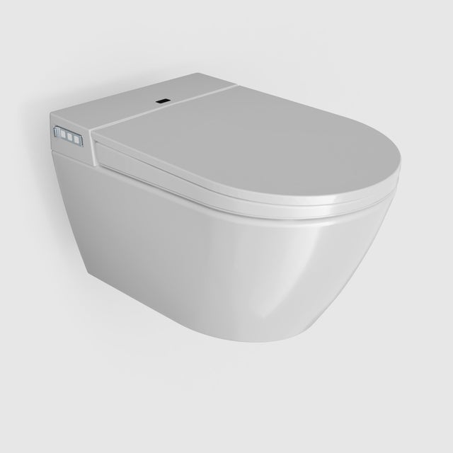 BERNSTEIN - Toilettes japonaises céramique WC japonais suspendus, WC lavant + Télécommande, siège chauffant, séchoir - Blanc - 59,2x40x42,4cm - 540PRO