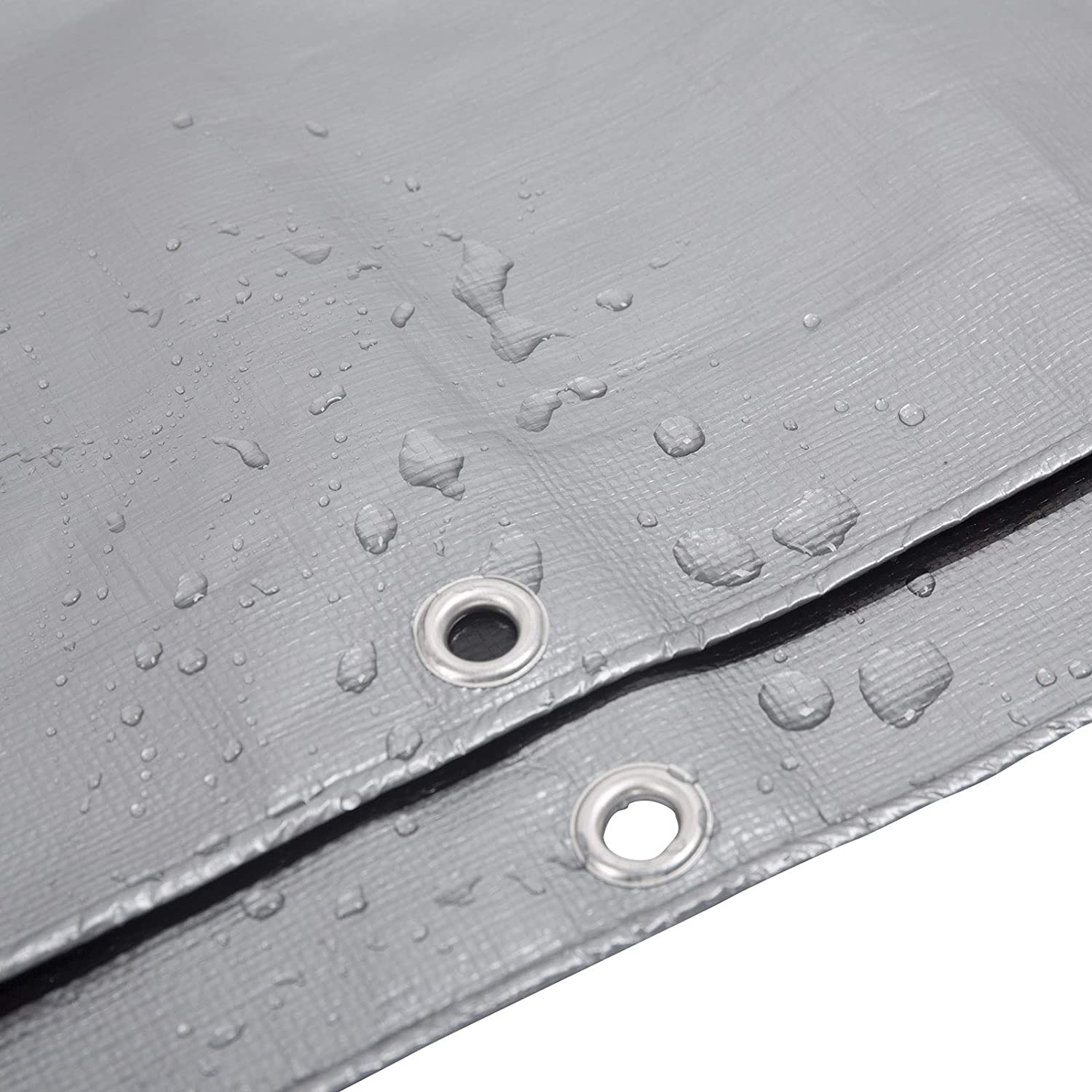 WOLTU Bâche de protection en polyéthylène. Bâche d’extérieur. Couverture de bateau.280g/m 2.4x6 m. Gris+noir - 3