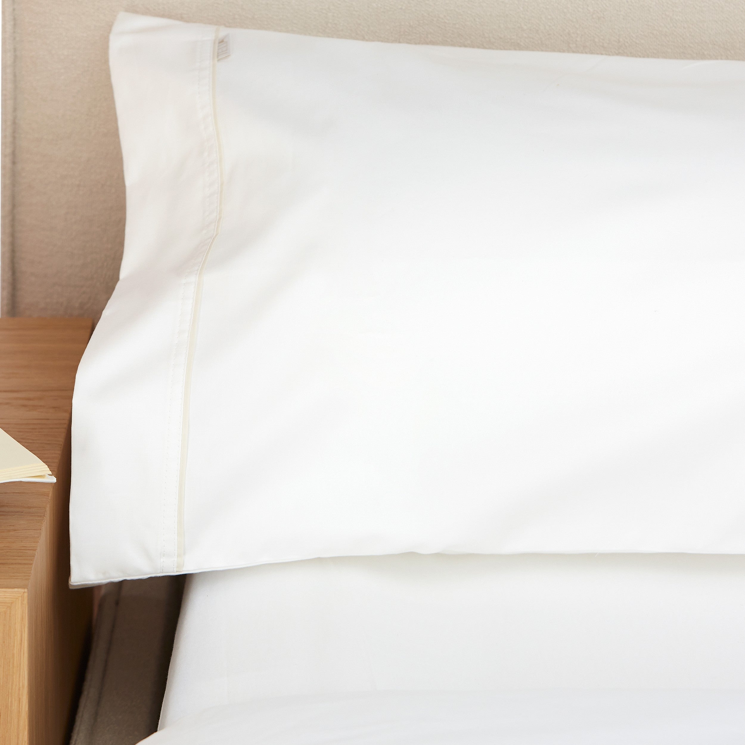 Funda de almohada algodón 600 hilos blanco - 45x80 cm (2 ud)