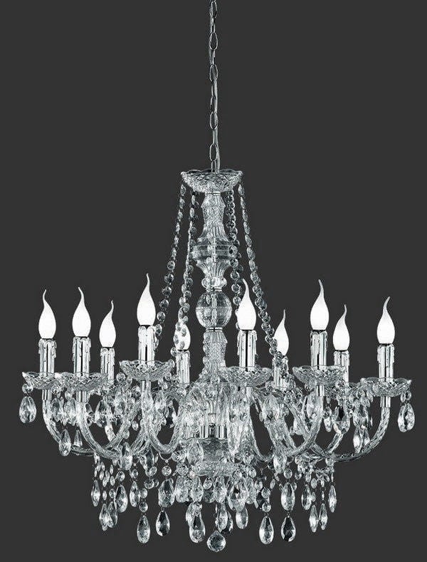 Żyrandol LÜSTER srebrno-przezroczysty 10 x E14 x 40W wym:165x76x76cm RL