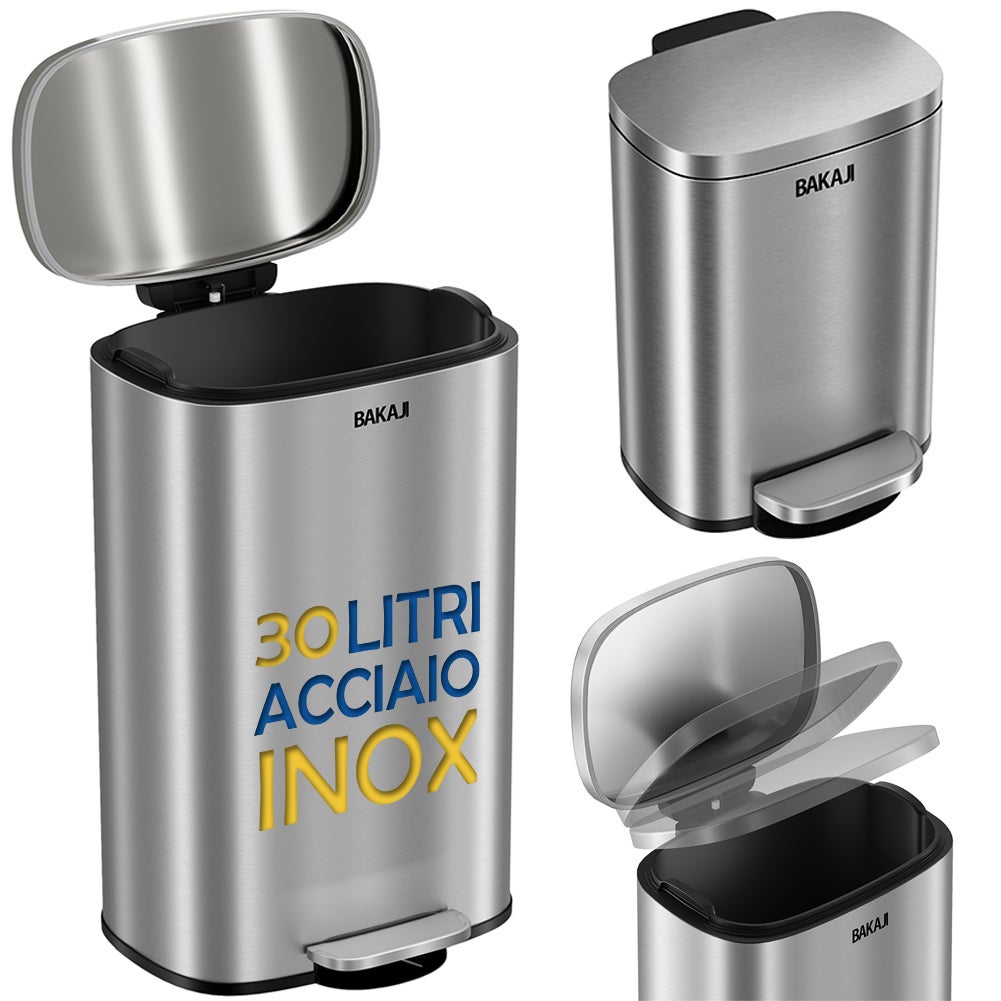 SVITA TM2X15 - Pattumiera a pedale in acciaio INOX, 30 litri, colore