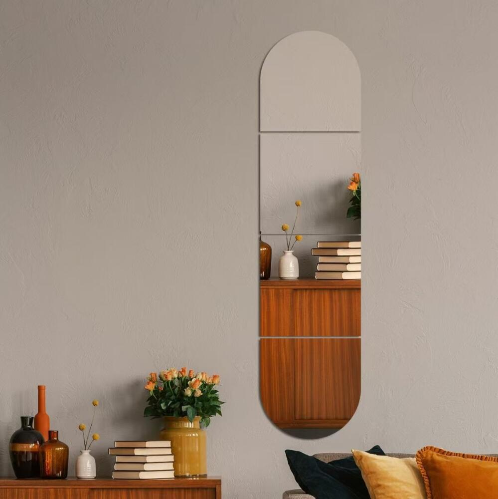 (Arqué 4 Pièces 30 x 30 cm)Longueur du Corps Miroir Murales en Acrylique, Idéal pour Maquillage, Porte, Chambre, Entree Maison - 5