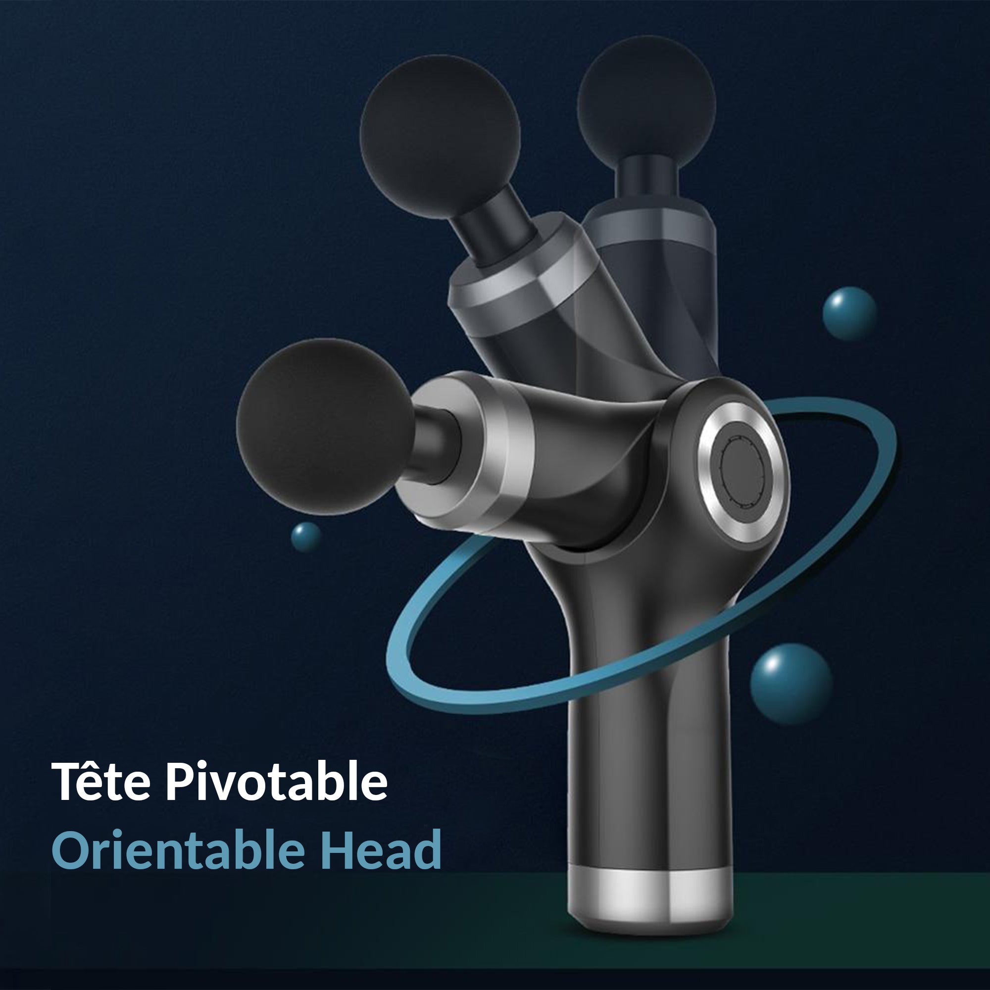 FISHTEC - Pistola massaggio, 420 g, 4 testine, 4 velocità 1600-3200 tpm, batteria 1800 mAh, 400 min, USB, Ø 4,3x20,5 cm, muscoli - 5