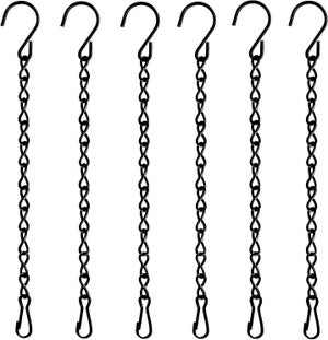 GroveEss Catene Per Cesti Appesi In Metallo Nero | 3 Pezzi Con Ganci, 50 Cm, Per Fioriere, Mangiatoie Uccelli E Lanterne - 4