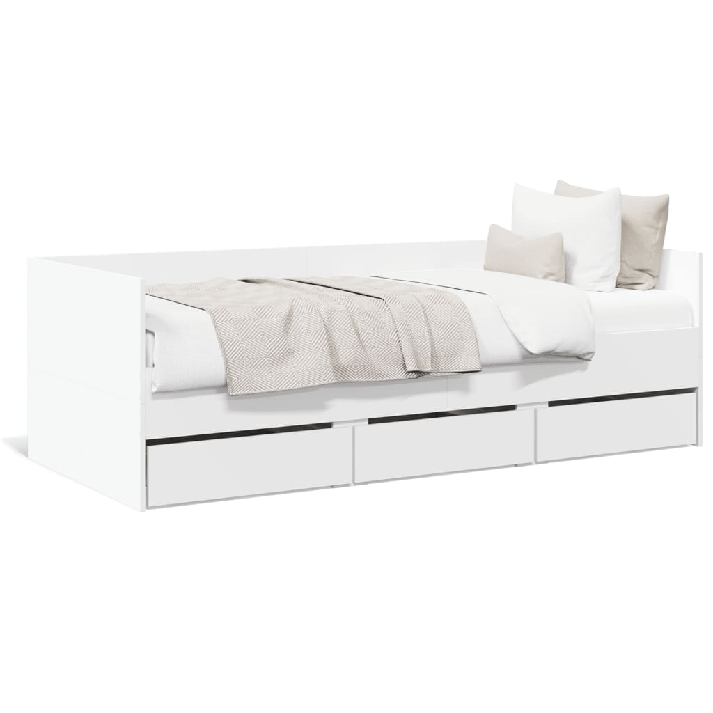 Lit De Jour / Chaise Longue Baroque Bois Laqué Blanc Incrustations Or - Arterameferro