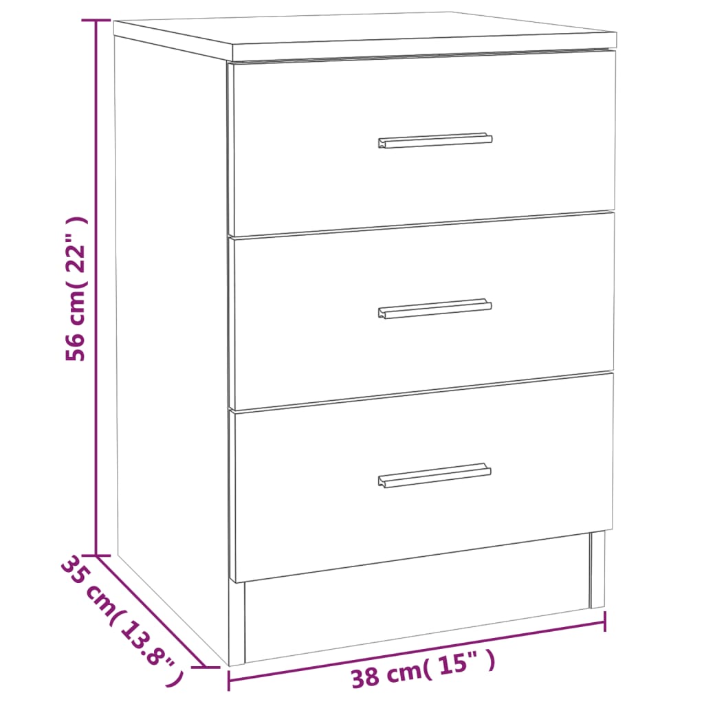 Lot de 2 Tables de chevet，Table d'appoint, Table de nuit pour Salon Chambre Chêne fumé 38x35x56 cm Bois d'ingénierie503456 - 7