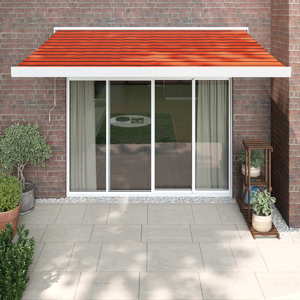 Toldo retráctil naranja y marrón 3,5x2,5m tela y aluminio