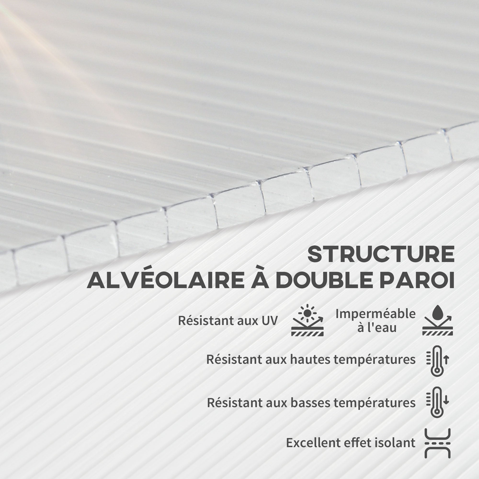 Outsunny - Panneaux de polycarbonate alvéolaire - Polycarbonate - 121x61x0.4cm - Transparent - 4