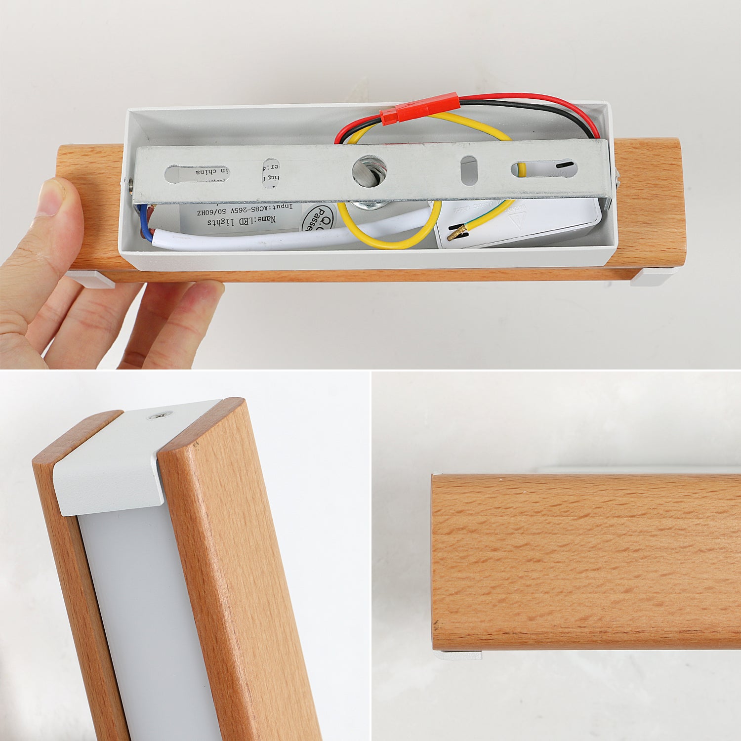 GOECO Applique murale bois,Deco led murale,Rotation 360° en Bois Massif, Moderne Vent minimaliste,Convient pour l'éclairage de la chambre à coucher - 7