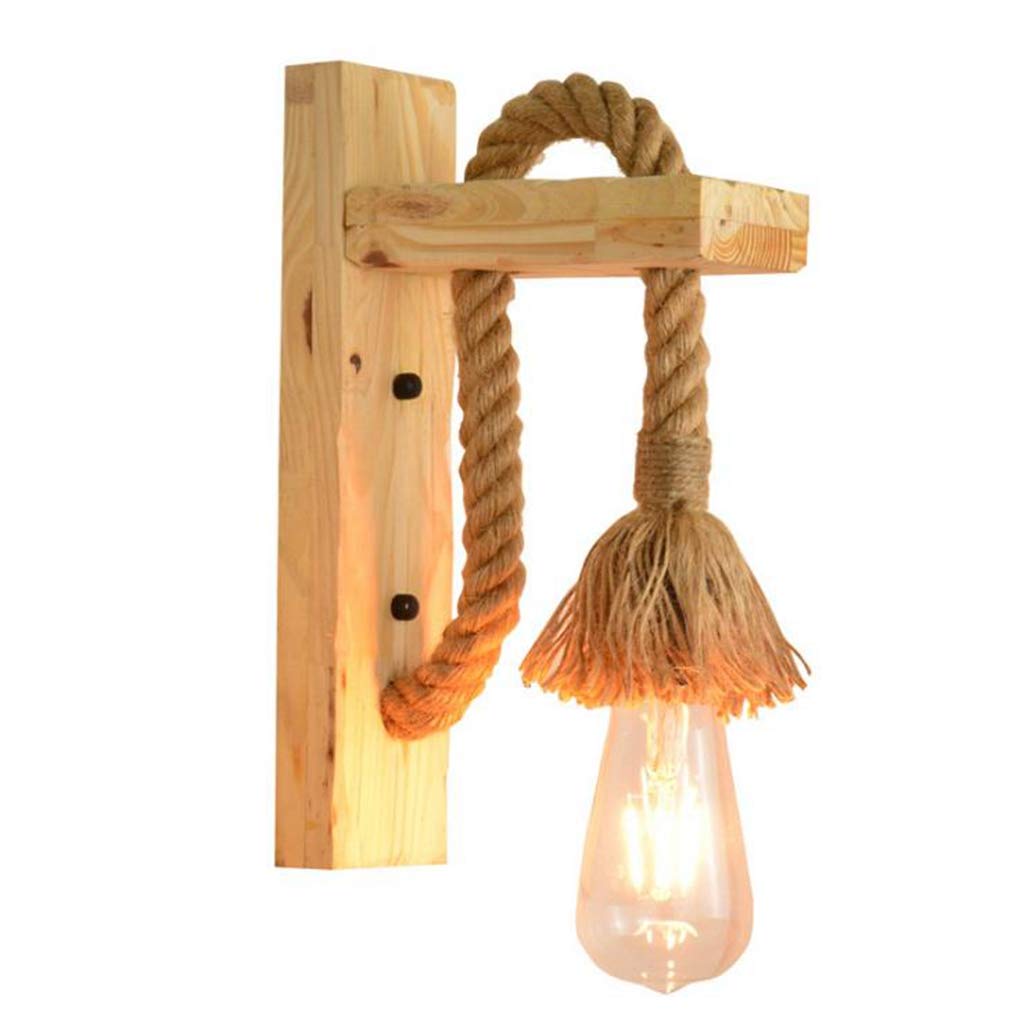 Lampa ścienna z przemysłowej liny konopnej, kreatywna lampa z podnoszonym kołem pasowym do oświetlenia wnętrz (żarówka nie jest dołączona)