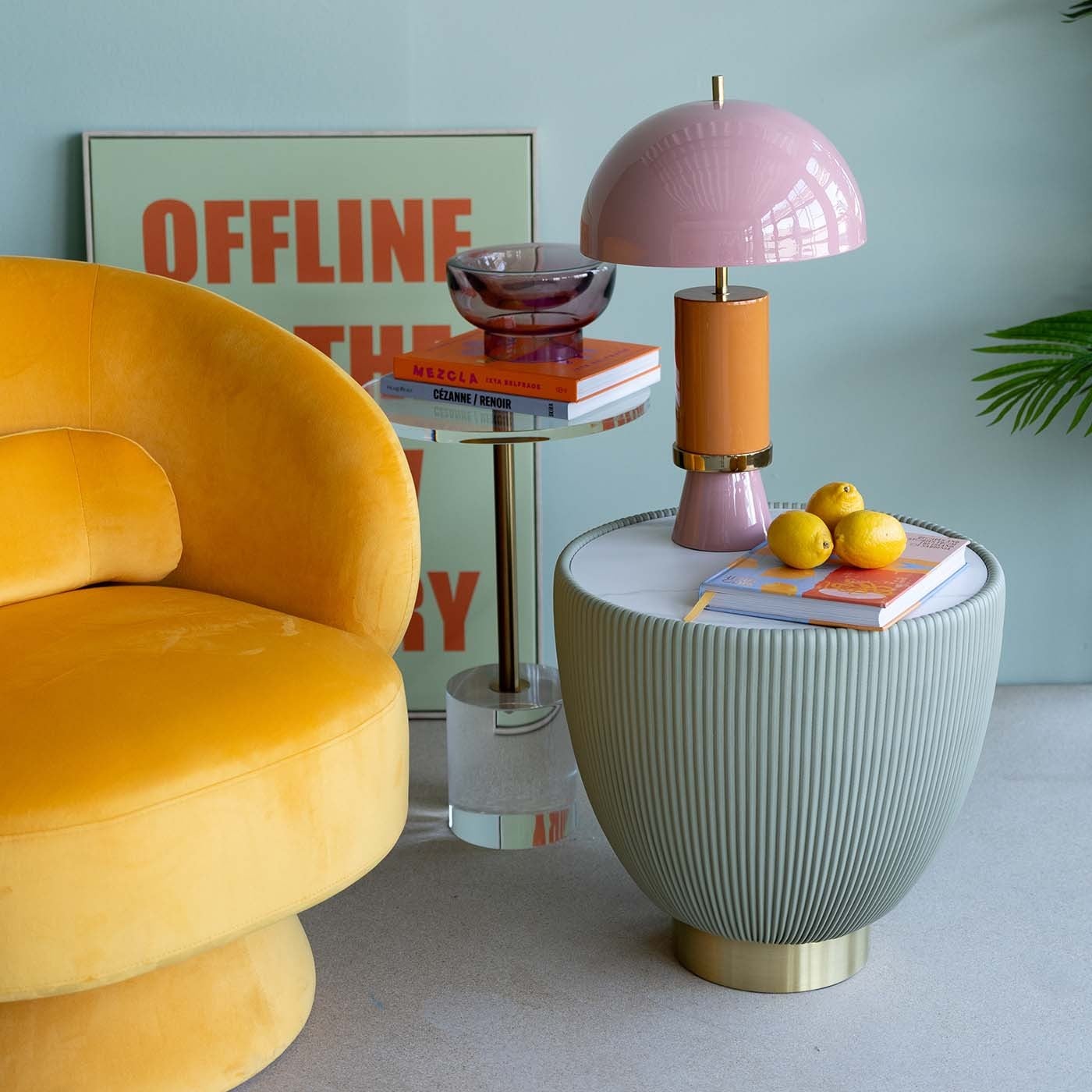 Lampe De Table Lampala Par Benga Studio - Design Contemporain - Jaune Et Rose - Fabriquée En France