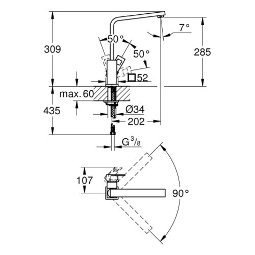 Grohe Eurocube Mitigeur monocommande évier (31255000) - 5