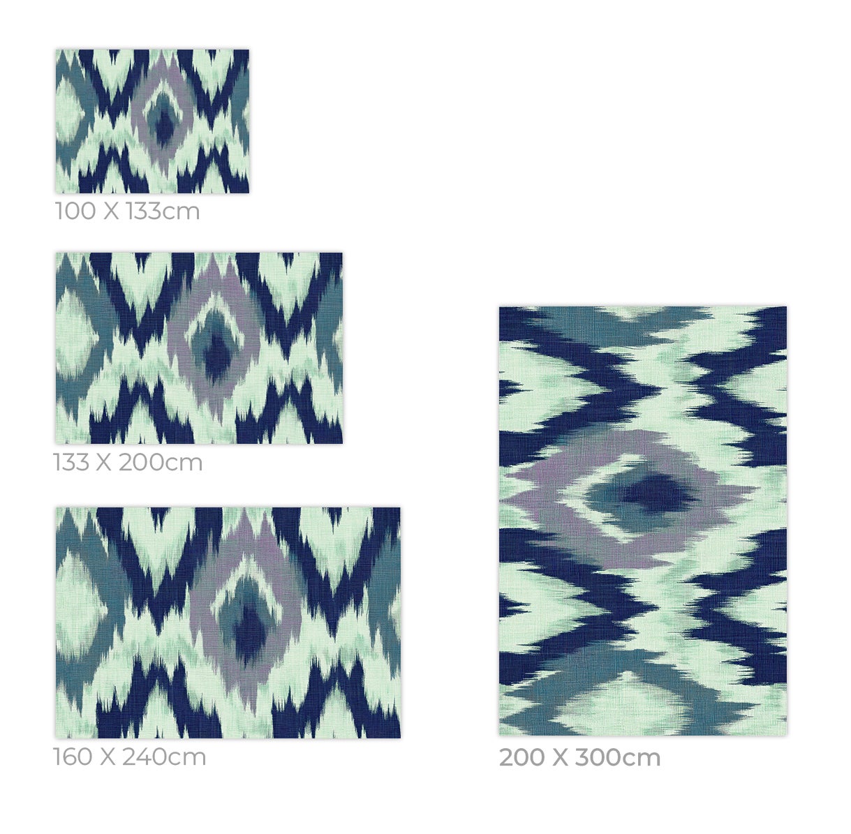 Tapis PVC Intérieur/Extérieur Ikat Marine 160x240 cm - Vinyle imprimé antidérapant, lavable et résistant pour terrasse et maison - 5