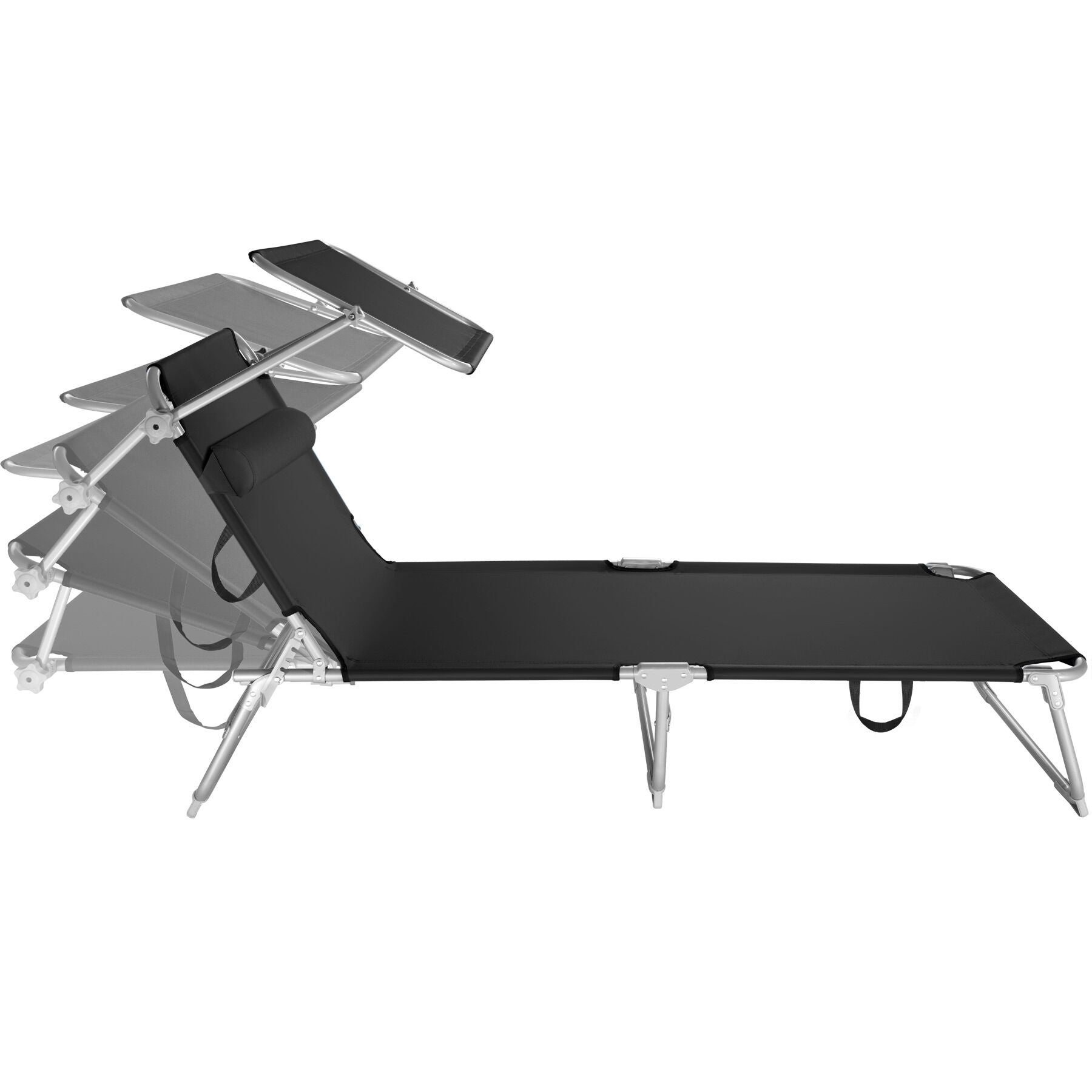 Lot de 2 transats en polyester et acier pliables réglables sur 4 positions avec appui-tête 190 x 68 x 65 cm TECTAKE - 2