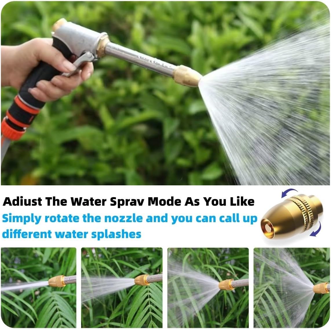 Pistolet à eau à gouttes d'eau, pistolet pulvérisateur en laiton pour tuyau d'eau de jardin, buse de nettoyeur haute pression,outil de nettoyage - 2