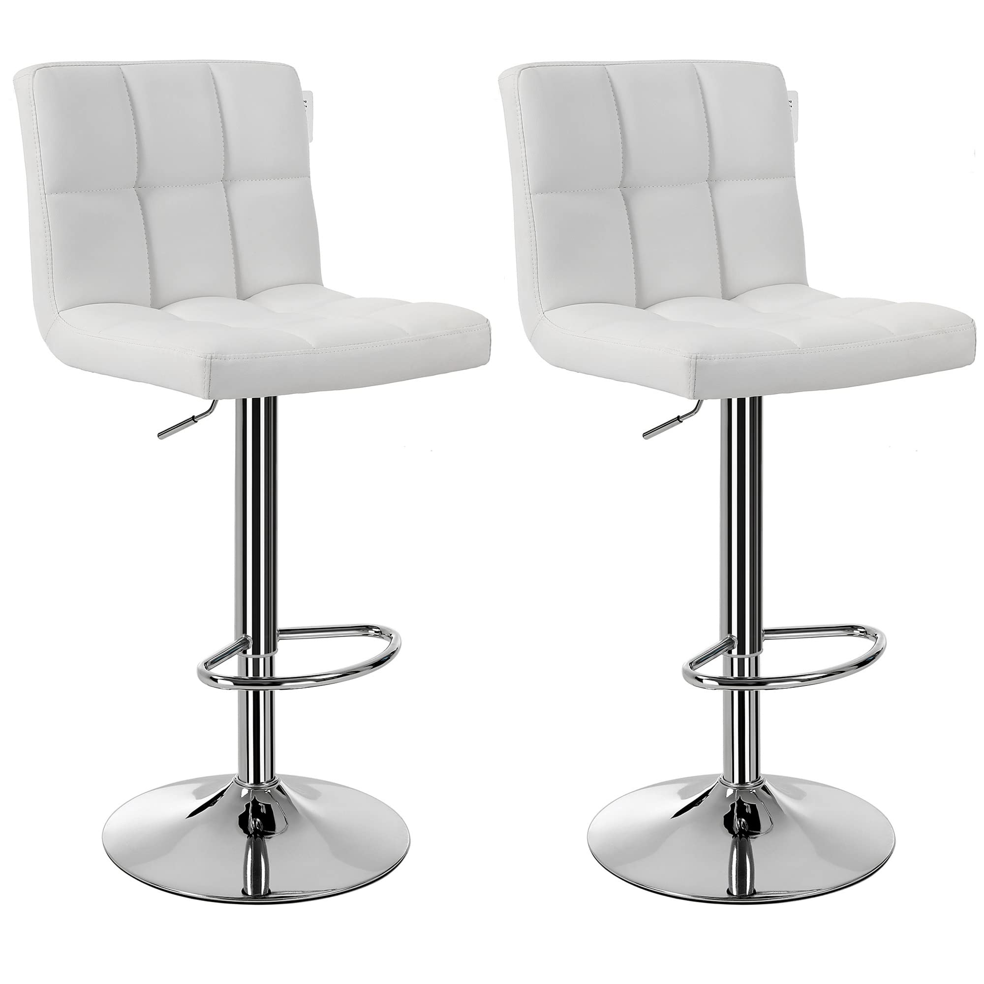 Songmics Blanco Taburete De Bar Regulables Giratorio, - Imagen 3