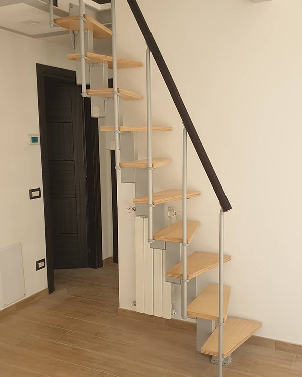 Escalier droit 11 marches - Hauteur à franchir de 2.40 à 2.84m - Largeur 60cm - Couleur bois et blanc - SMALL60/I-SBNAT-11 - 5