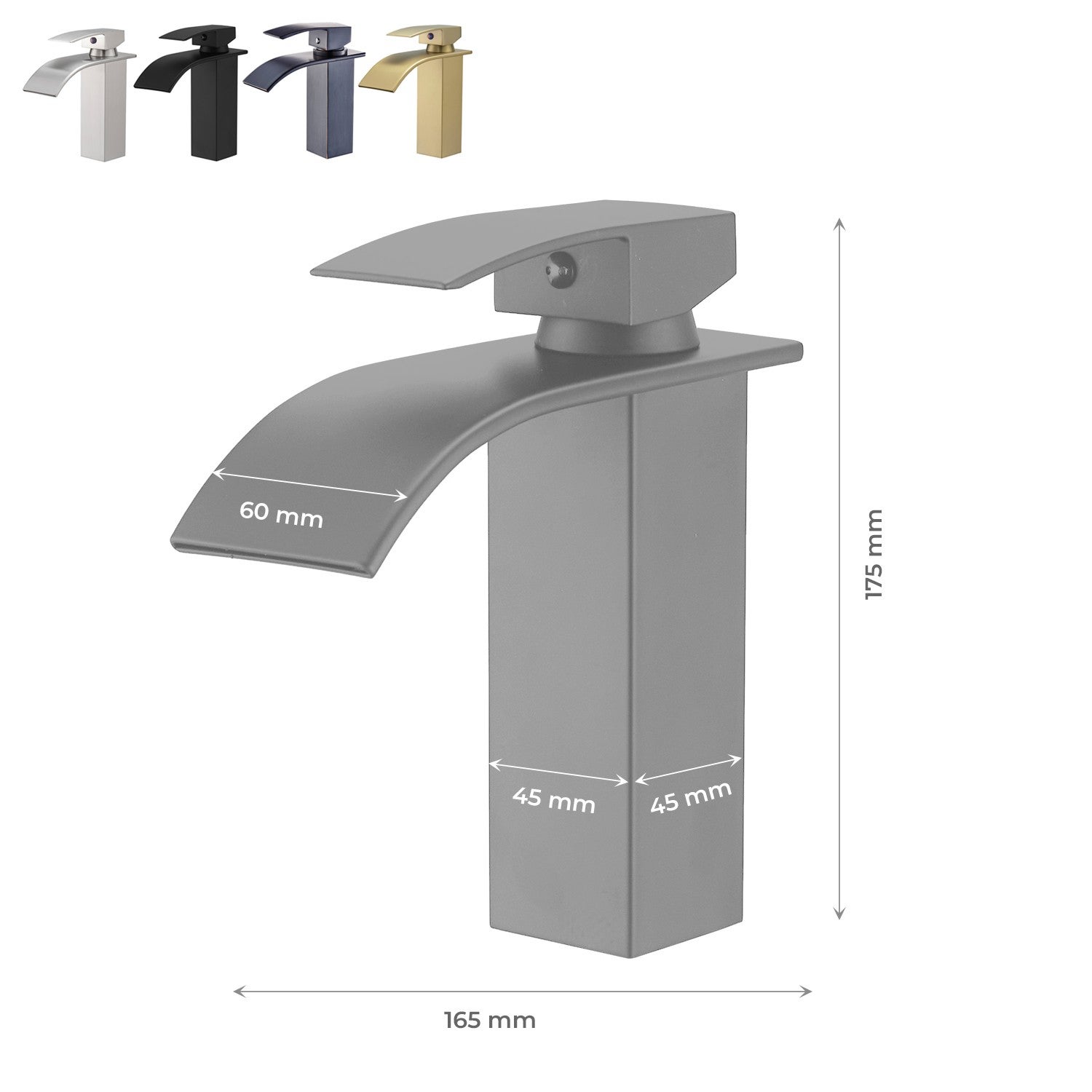 TIBRE Robinet mitigeur bec plat en cascade or brossé - salle de bain - 3