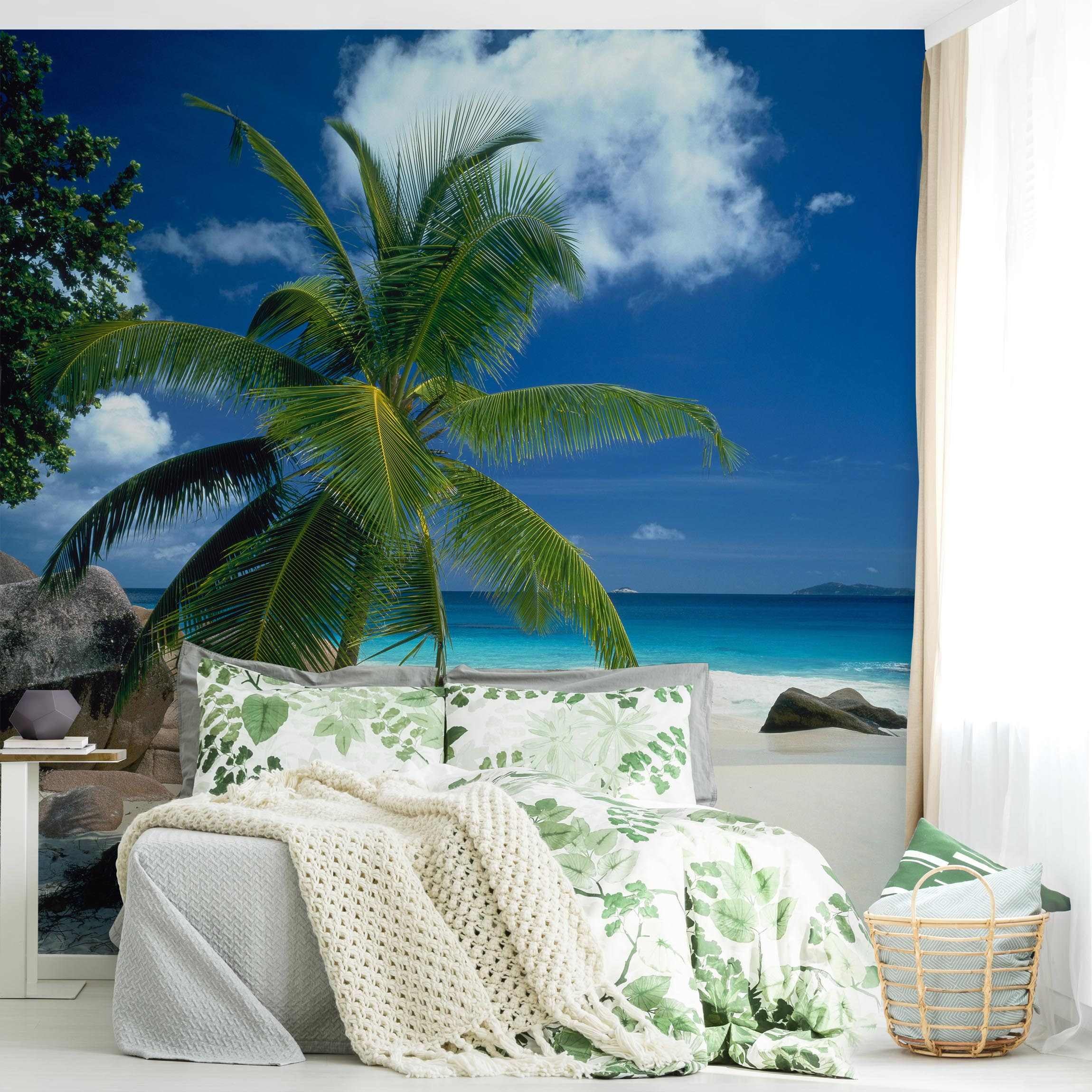 Papel pintado fotomural tropical arte naturaleza playa 120 - salón dormitorio cocina pasillo - tnt 192 x 192 cm premium