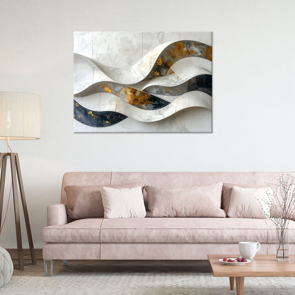 Obraz do salonu sypialni biura loftu, Abstrakcyjne fale w szarościach 60x40 - 2