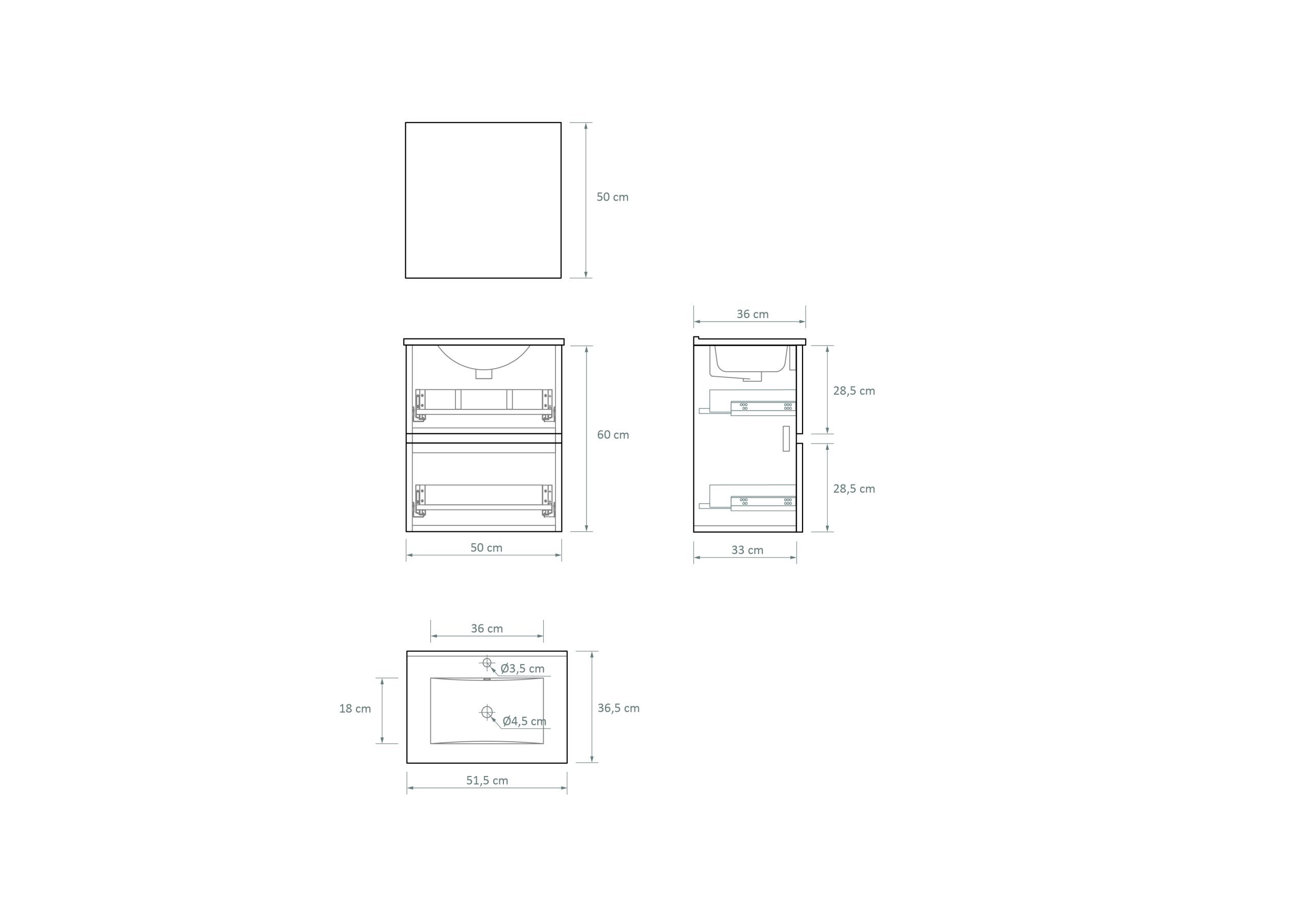 Pack Meuble de Salle de Bain Avantarea avec Vasque Simple et Miroir Uni CARCANS Blanc 50CM - 6