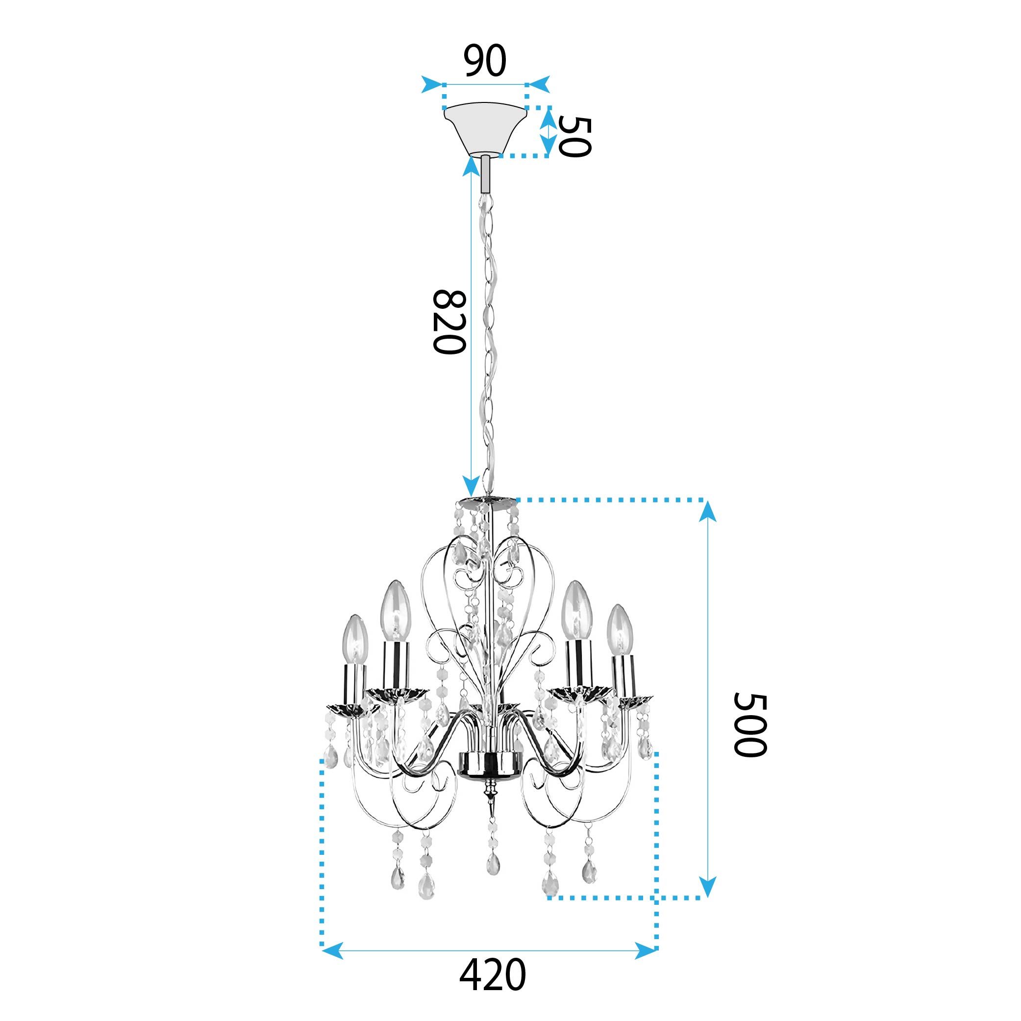 Lampa Sufitowa Wisząca Toolight Ebt008-5Cp Chrom - 7