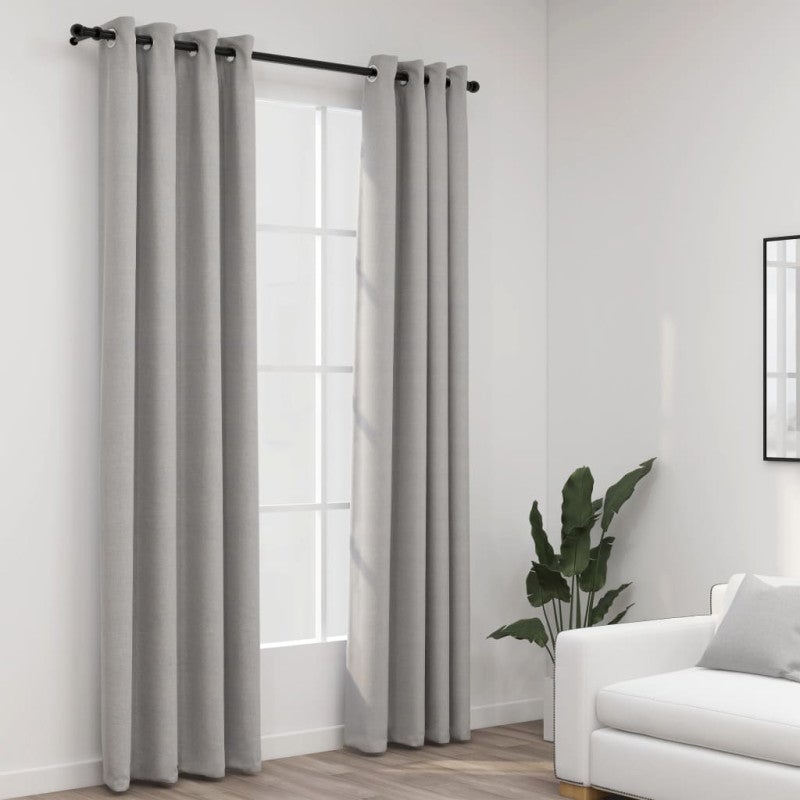 Zasłony stylizowane na lniane, 2 szt., szare, 140x225 cm vidaXL