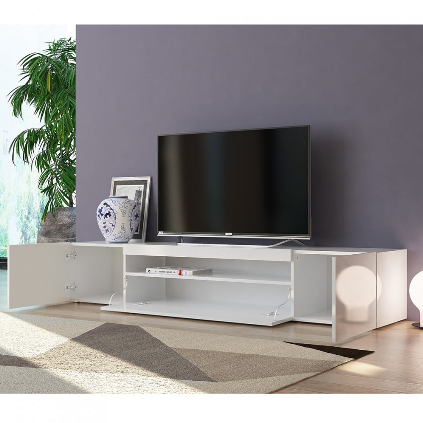 Meuble TV Roche Bobois Daiquiri Gris Clair - 232cm - Tiroirs Rabats