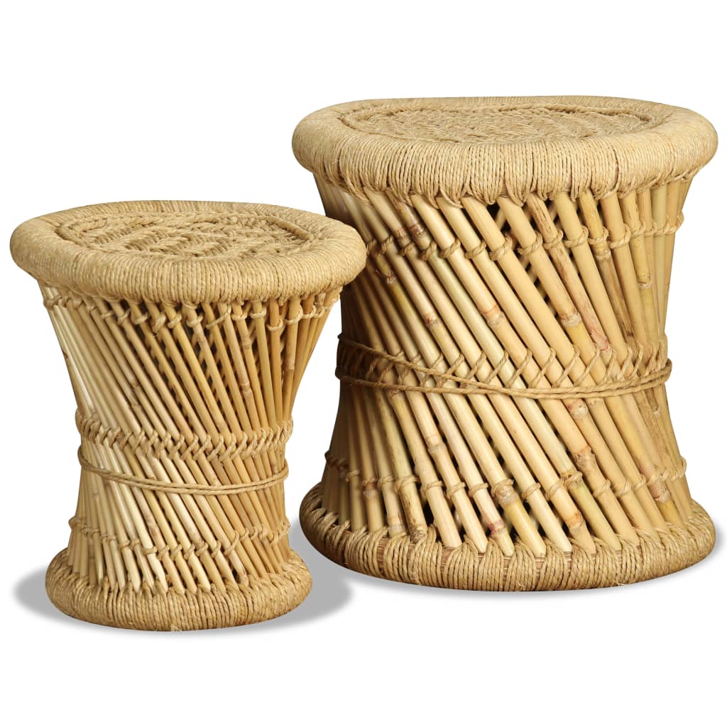 Maison Exclusive - Tabourets lot de 2 Bambou et jute - 5