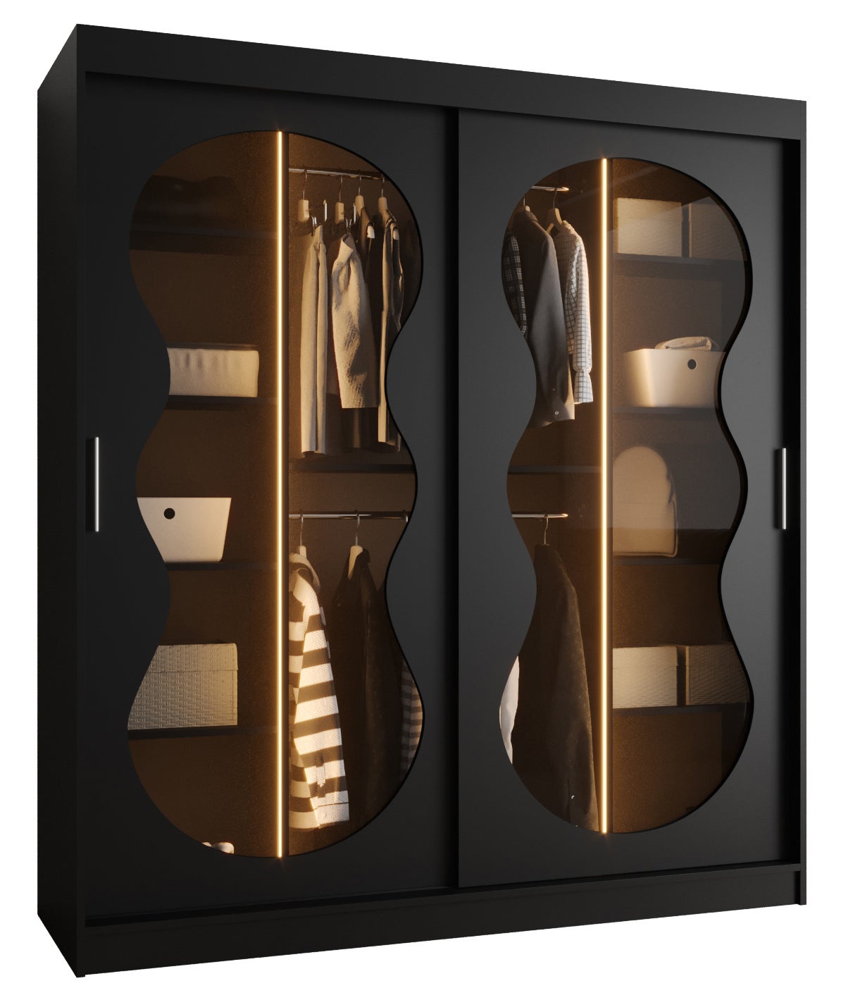 Szafa przesuwna garderoba BAHRAJN 3 180 x 62 x 200 cm Czarny + LED - Abiks Meble