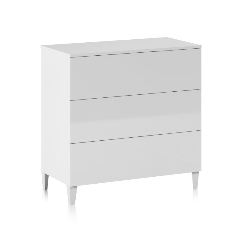 Commode AMIR 3 tiroirs L80 x H80cm - Blanc - 6