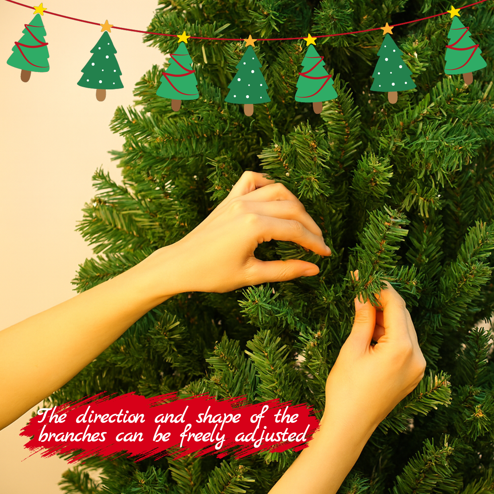 Nettlife Sapin de Noël Artificiel 210 cm, Ultra-Réaliste en PVC, Montage Rapide et Facile, Arbre de Noël Vert avec Support en Métal Stable. - 5